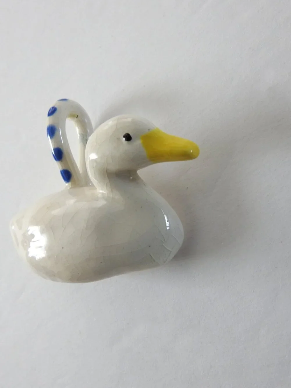 Vintage Original Parrot Pearls Hand Painted Ceramic Duck Pendant Charm